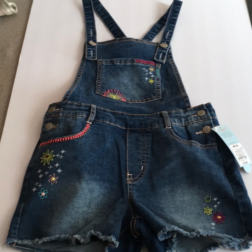 Cat & Jack Blue Overalls with Whimsical Embellishments